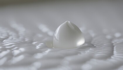 A small white drop of water on a white surface