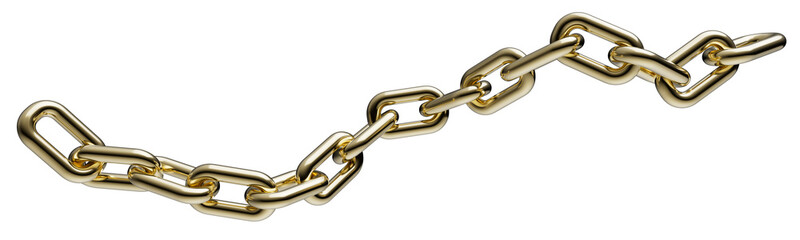 Fototapeta premium Gold chain in dynamic motion isolated on a transparent background. 3D render.