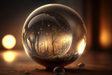 Dive into a dreamy landscape within a crystal ball