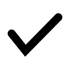 Black check mark icon. Tick symbol in black color, vector illustration.