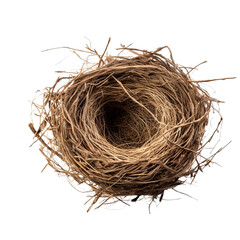 Empty bird Nest. Isolated on a Transparent Background.
