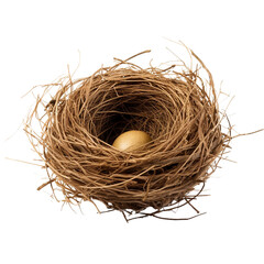 Bird Nest With Egg. Isolated on a Transparent Background.