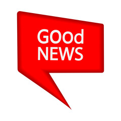 3D sign "Good news" in the form of a red banner. Emblem, label, badge, sticker. good news origami paper speech bubble. good news tag. bestseller banner. Designed for your website, logo, app, UI design