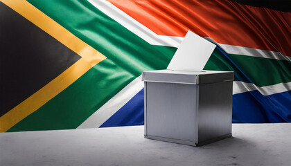 ballot box with flag. Concept of South African election and voting. Generative AI