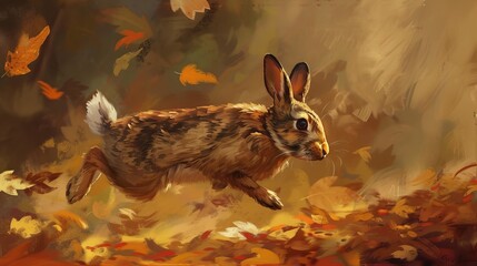 rabbit running in the woods