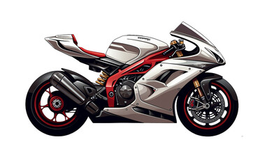 High Speed Supersport Racing Bike Isolated on Transparent Background PNG.