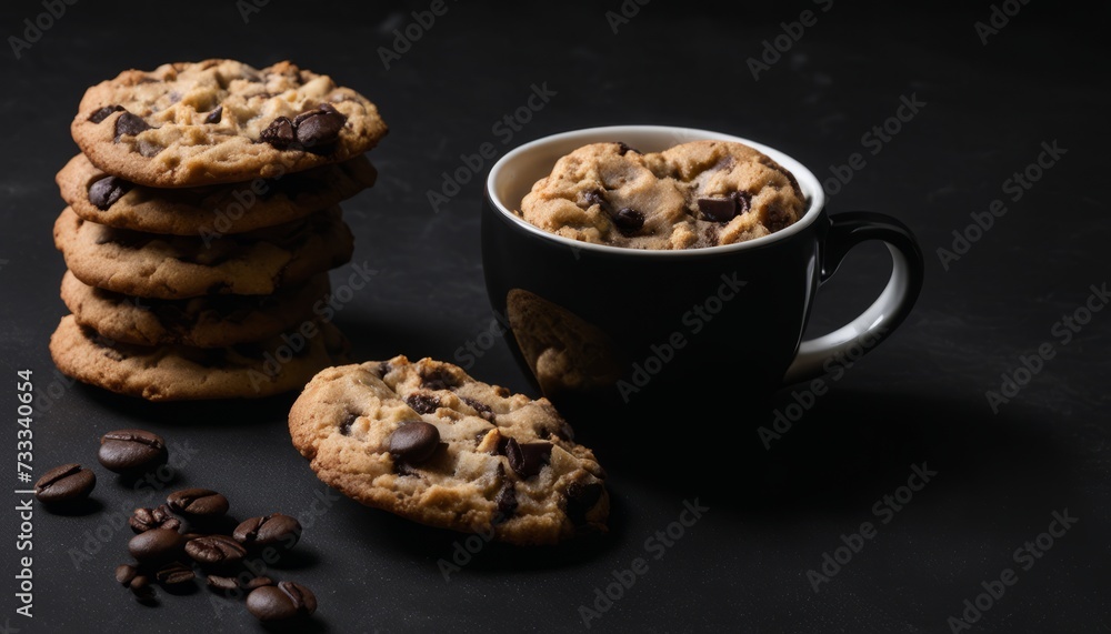 Canvas Prints A stack of cookies and a cup of coffee