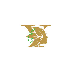 Beauty face logo design with premium concept letter Y