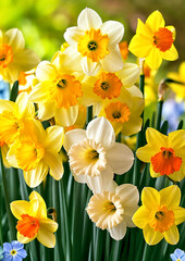 Obraz na płótnie Canvas Vibrant Assortment of Spring Daffodils in Full Bloom. Spring flowers