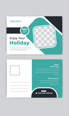 Fototapeta premium corporate post card design for travel agency marketing.