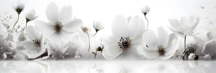 White flowers against a white background. The composition highlights the delicate beauty of the flowers, with subtle variations in shades of white adding depth and dimension to the image.