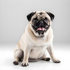 Obraz premium cute pug isolated on white background. ai generative