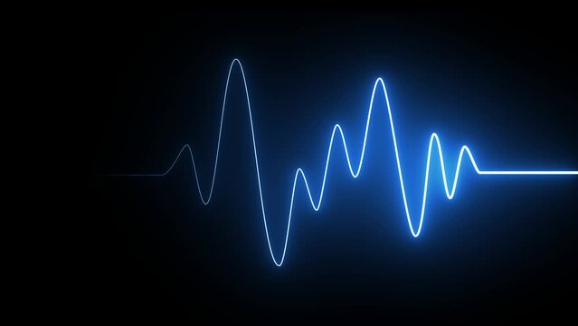 cardiogram cardiograph oscilloscope screen, ECG cardiogram oscilloscope monitor heartbeat line shows heart rate on black background.