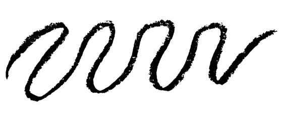 Curly line by wax crayon, hand drawn grunge background. Vector illustration