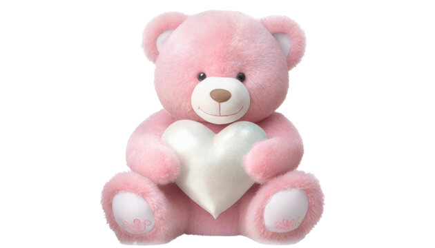 Teddy bear with heart isolated on transparent background. 3d rendering