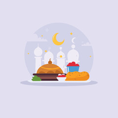 Iftar fasting food flat vector