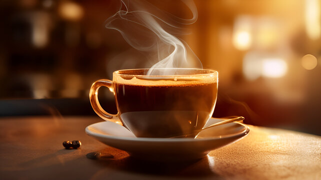 Inviting Aroma: Close-Up Photography of Steaming Hot Coffee