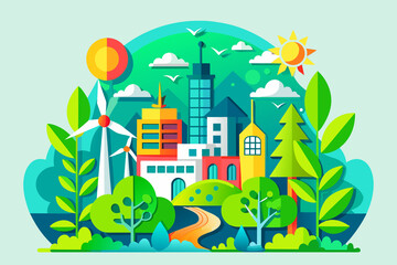 Obraz premium ESG, Environmental, Social, and Corporate Governance, to propel renewable and green energy innovations, achieving carbon-free, sustainable solutions, and significantly reducing CO2 emissions.