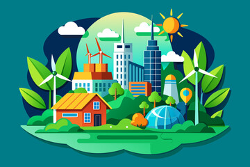 Fototapeta premium ESG, Environmental, Social, and Corporate Governance, to propel renewable and green energy innovations, achieving carbon-free, sustainable solutions, and significantly reducing CO2 emissions.