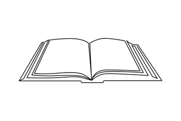 Continuous one-line open book with flying pages art and world book day educational knowledge concept Doodle vector illustration