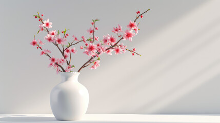 Elegant Spring Blooms on Minimalist Desk