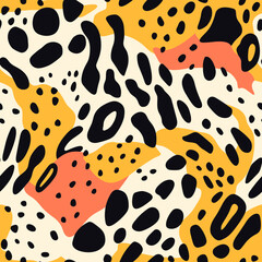 seamless leopard animal pattern  vector illustration isolated transparent background, cut out or cutout t-shirt design