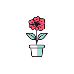 Azalea plant flower in a pot  vector illustration isolated transparent background, cut out or cutout t-shirt design