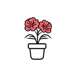 Azalea plant flower in a pot  vector illustration isolated transparent background, cut out or cutout t-shirt design
