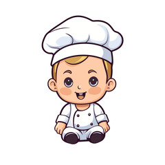 chef wit muffin baker kid child baby boy vector illustration isolated transparent background, cut out or cutout t-shirt design