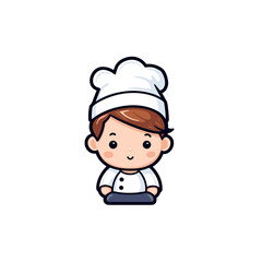 chef wit muffin baker kid child baby boy vector illustration isolated transparent background, cut out or cutout t-shirt design