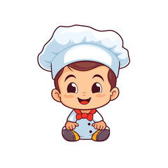 chef wit muffin baker kid child baby boy vector illustration isolated transparent background, cut out or cutout t-shirt design