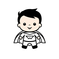 little child baby boy superhero vector illustration isolated transparent background, cut out or cutout t-shirt design