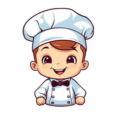 chef wit muffin baker kid child baby boy vector illustration isolated transparent background, cut out or cutout t-shirt design
