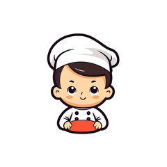 chef wit muffin baker kid child baby boy vector illustration isolated transparent background, cut out or cutout t-shirt design