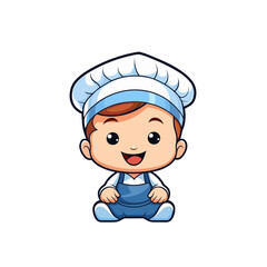 chef wit muffin baker kid child baby boy vector illustration isolated transparent background, cut out or cutout t-shirt design