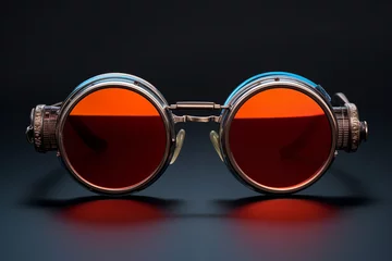 Tuinposter Circle glasses on dark background. Generative AI © Nomad_Soul