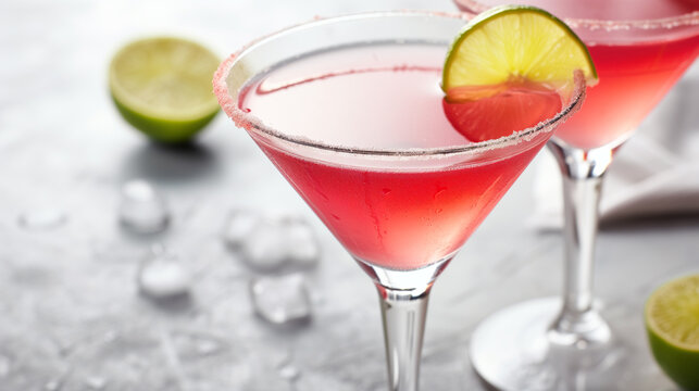 Details with the cosmopolitan cocktail. AI generated