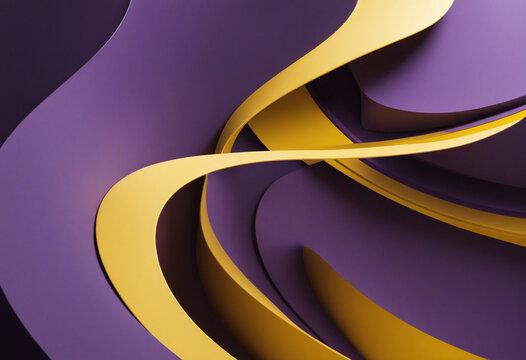 Abstract purple and yellow curved line, 3d render