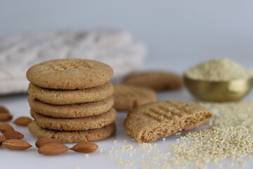Proso millet almond cookies, a wholesome, gluten free treat with proso millets flour, almonds and natural sweetness