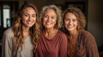Women together, smiling female, family generations portrait