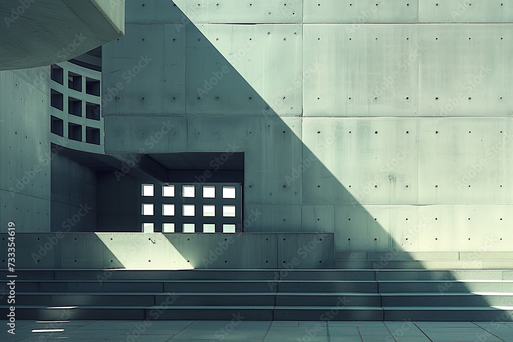 Poster detailing modern architecture: geometric patterns playing against the contrasts of light and shadow.