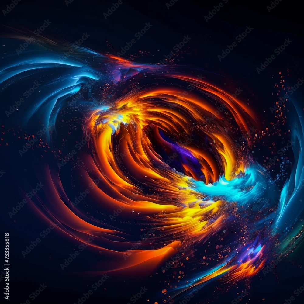 Poster computer generated image of a colorful swirl. generative ai.