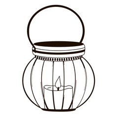 burning candle table lantern for restaurant