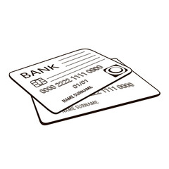 two credit cards black and white illustration 