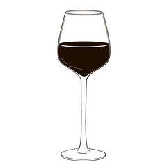 glass of red wine black and white  illustration