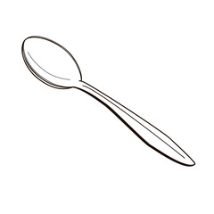 metal tablespoon cutlery black and white  illustration - obrazy, fototapety, plakaty