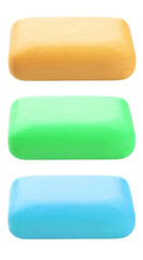 Kit Pieces of soap isolated on white background. Hygiene concept.