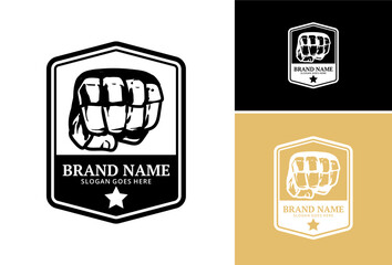 Fist Hand Set Logo Design. Symbol of a company, team or club. Vector logo, emblem and icon template with Fist Hand Theme.