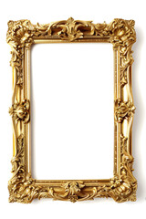 Gold antique vintage frame isolated on white background