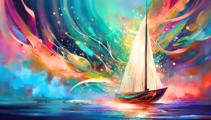 ship in the abstract background